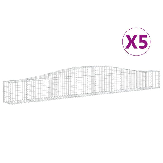 Cestas De Gaviones 5 Uds Forma De Arco Hierro 400x30x40/60 Cm_0