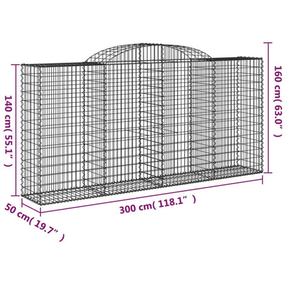 Cestas Gaviones 12 Uds Forma De Arco Hierro 300x50x140/160 Cm_5