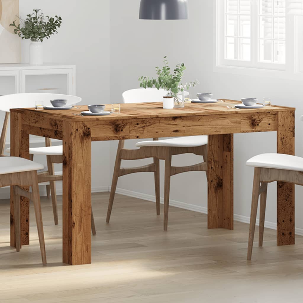 Mesa De Comedor Madera Ingeniería Envejecida 140x74,5x76 Cm_2