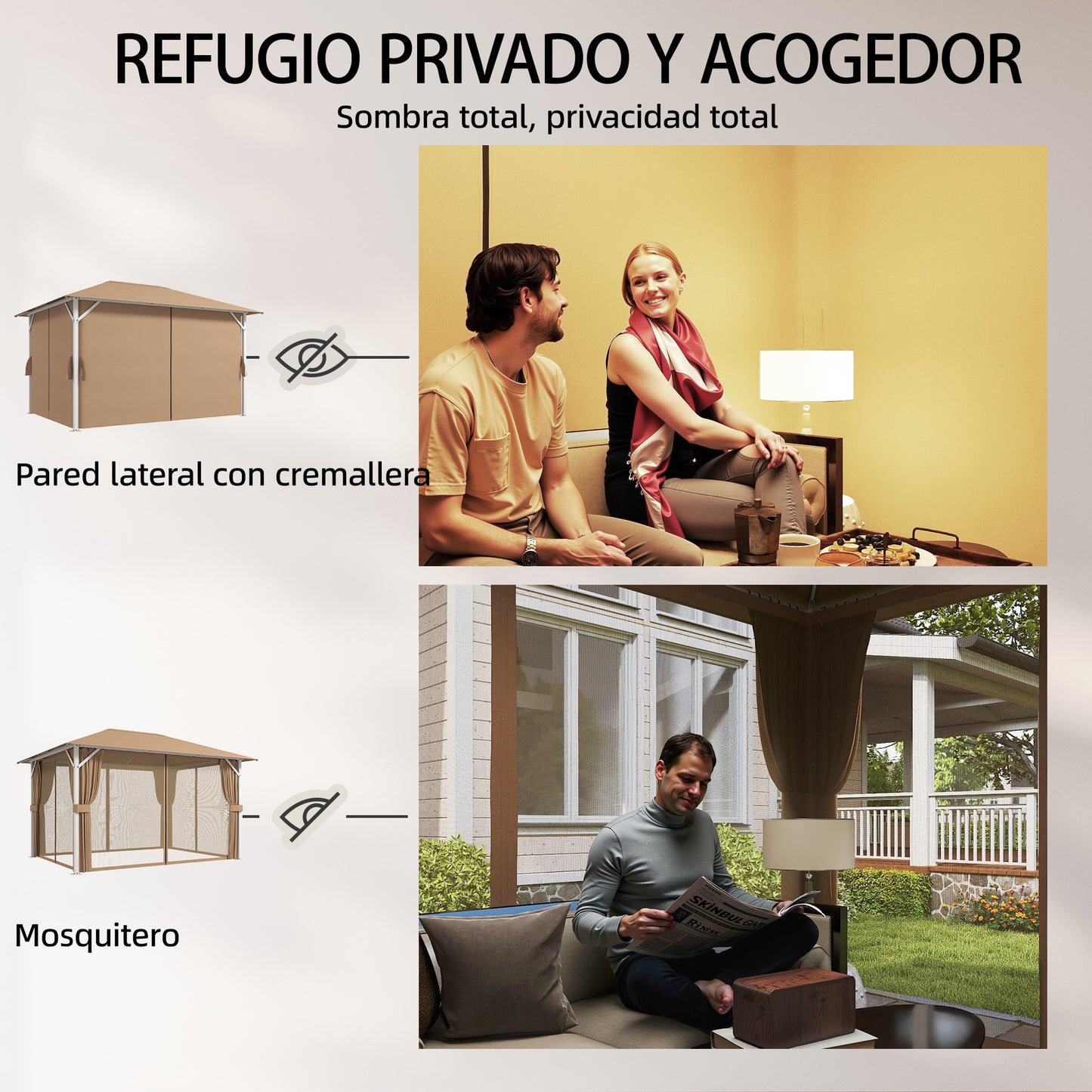 Outsunny Cenador Para Jardín 3x4 M_5