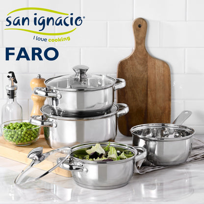 Bateria De Cocina 7 Piezas San Ignacio Faro De Acero Inoxidable Con Juego De Sartenes (20/24/28 Cm) San Ignacio Energy En Aluminio Forjado_1