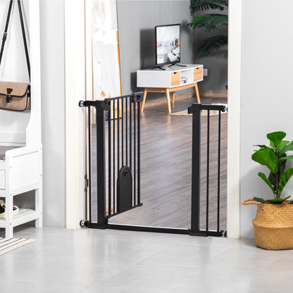 Pawhut Barrera De Seguridad 75-103cm Con 2 Extensiones Cierre Automático Negro_1