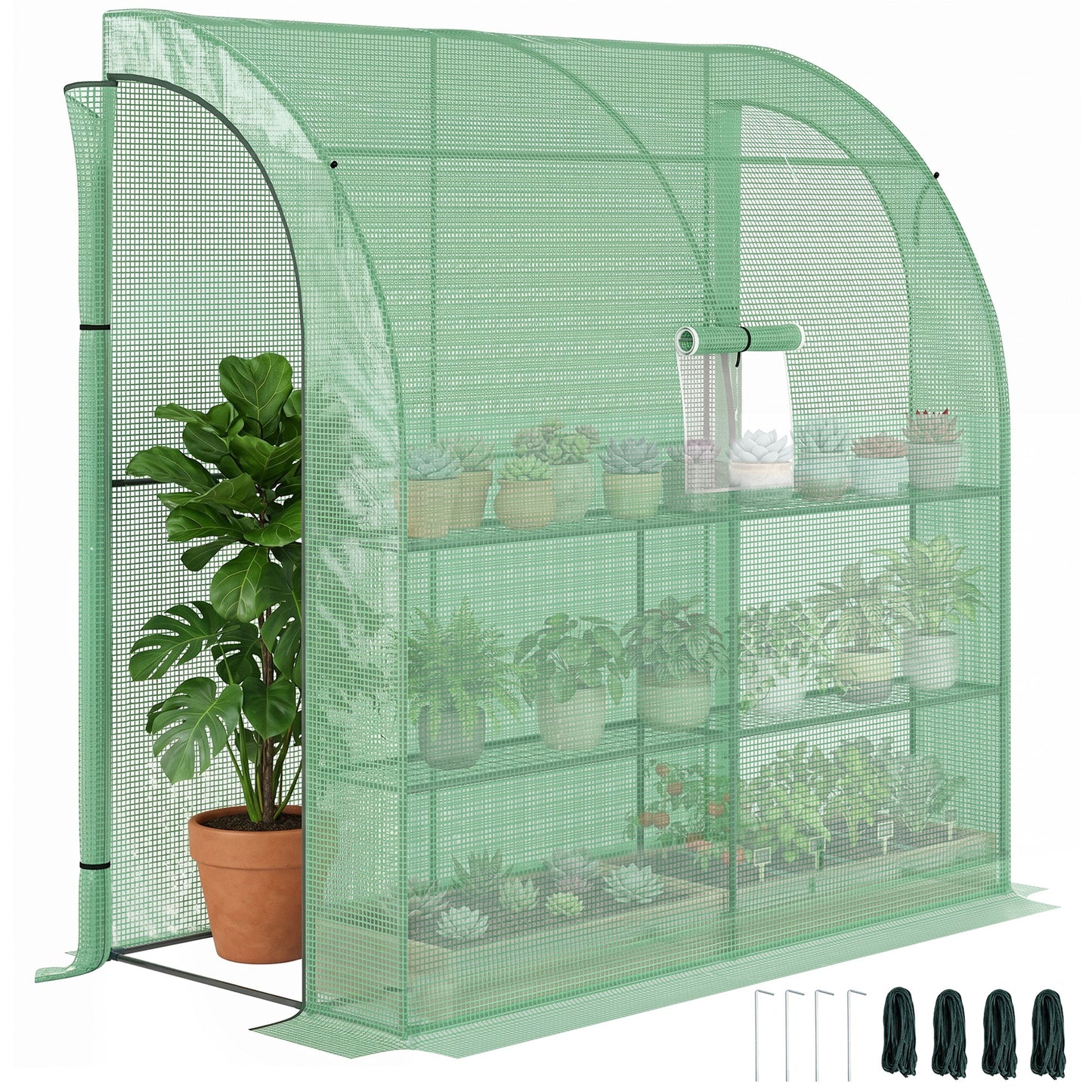 Outsunny Invernadero Pequeño Con Estantes De 3 Niveles 200x100x215 Cm Verde_0