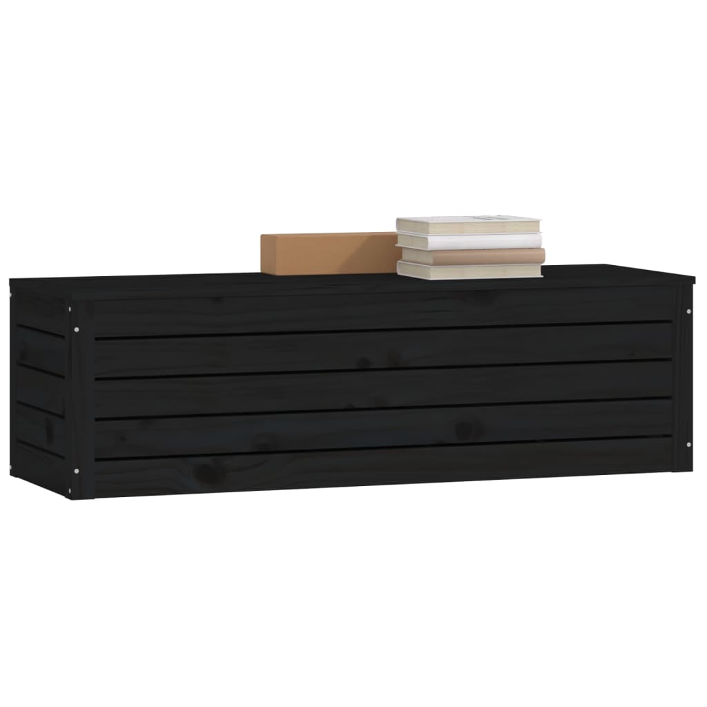 Caja De Almacenaje Madera Maciza De Pino Negro 109x36,5x33 Cm_3