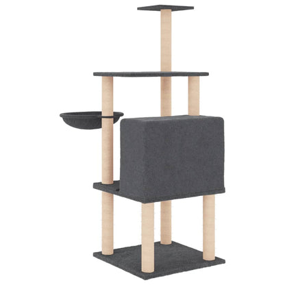 Rascador Para Gatos Con Postes De Sisal Gris Oscuro 132 Cm_4