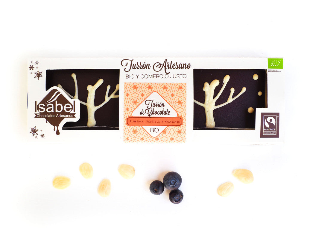 Turrón Artesano Bio – Chocolate Blanco, Almendra, Arándanos Y Vainilla, 200 G._0