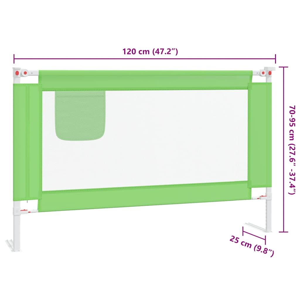 Vidaxl Barandilla De Seguridad Cama De Niño Verde Tela 120x25 Cm_2