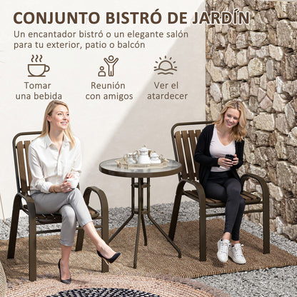 Outsunny Conjunto Jardín Exterior De 3 Piezas Con 2 Sillas Apilables Y Mesa_3