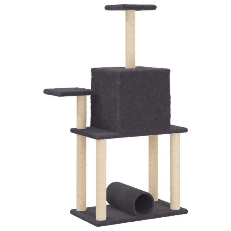 Vidaxl Rascador Para Gatos Con Postes De Sisal Gris Oscuro 122 Cm_5