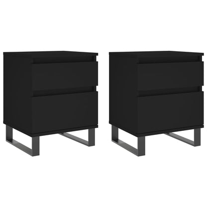 Mesitas De Noche 2 Uds Madera De Ingeniería Negro 40x35x50 Cm_0
