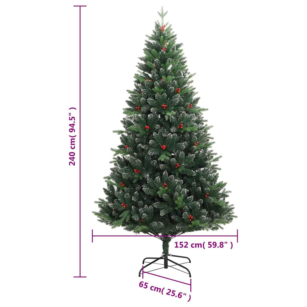 Vidaxl Árbol De Navidad Artificial Con Bisagras 300 Led Y Bolas 240 Cm_2