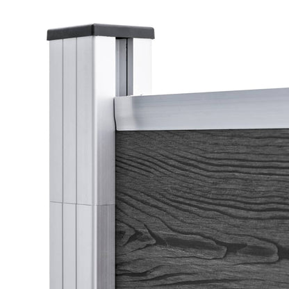Set De Paneles De Valla Wpc Negro 619x(105-186) Cm / Vetonek_5