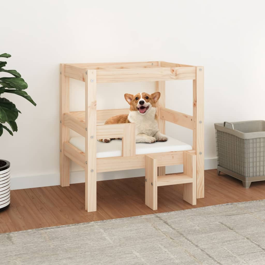 Vidaxl Cama Para Perros Madera Maciza De Pino 55,5x53,5x60 Cm_1
