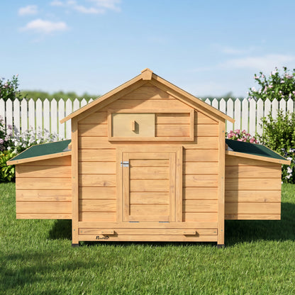 Pawhut Gallinero De Madera Para Exterior Con 2 Nidos 150x100x96,5 Cm Amarillo_3