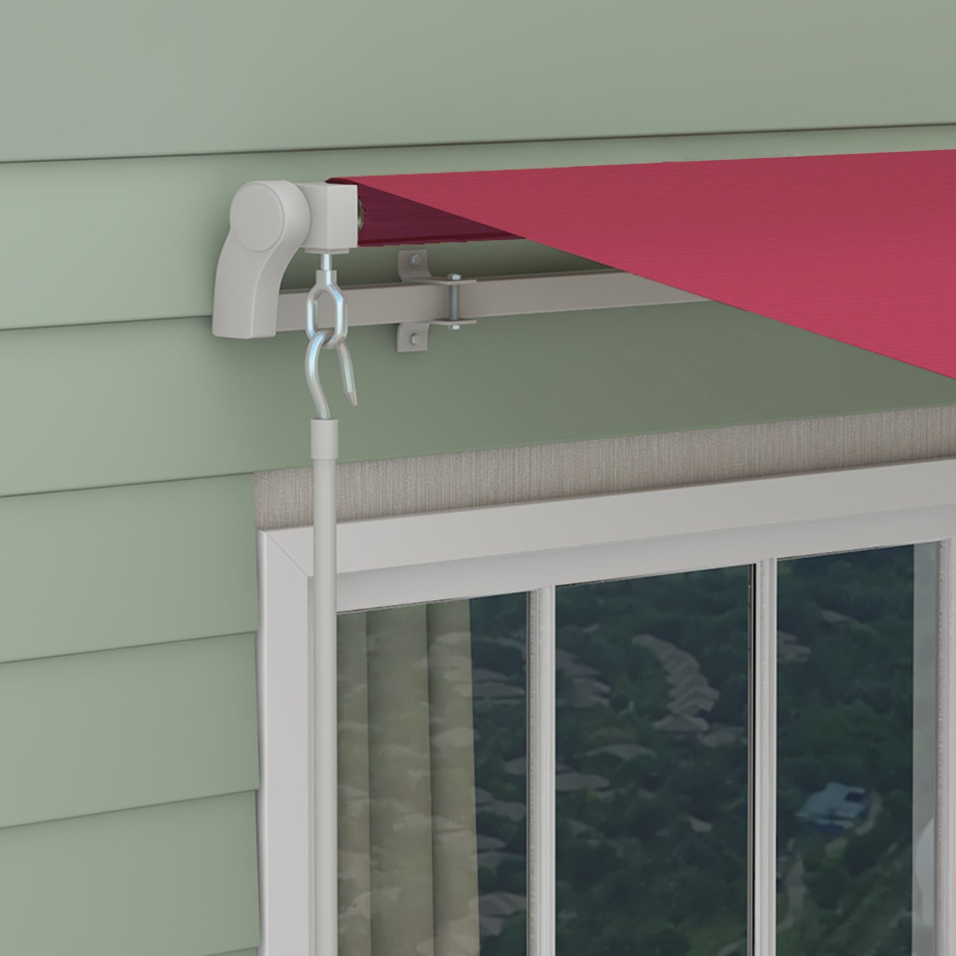 Outsunny Toldo Manual Plegable De Aluminio Con Manivela 395x245 Cm Rojo_4