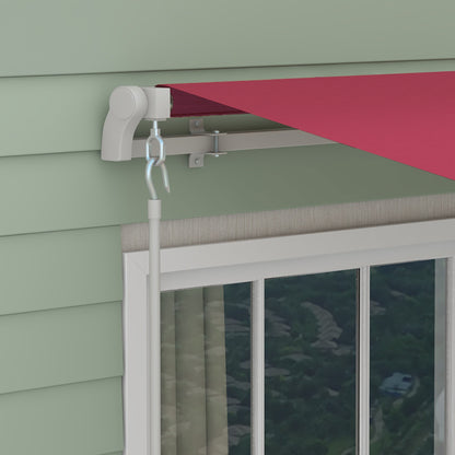 Outsunny Toldo Manual Plegable De Aluminio Con Manivela 395x245 Cm Rojo_4