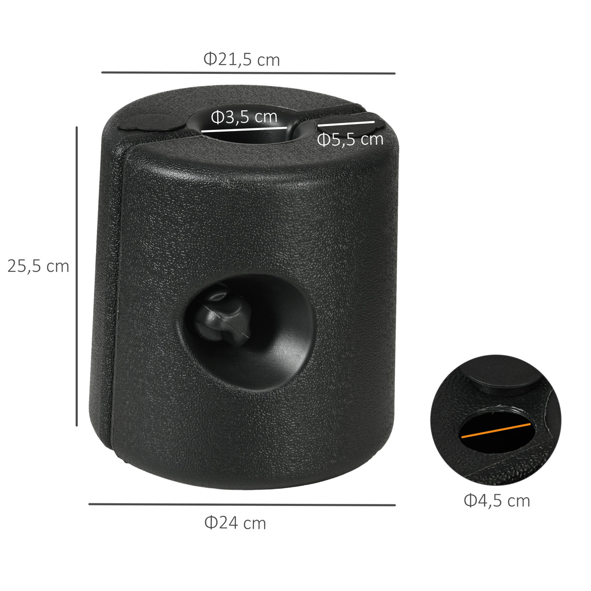 Pesos Para Carpas Outsunny Hdpe Negro 24x24x25.5 Cm_2