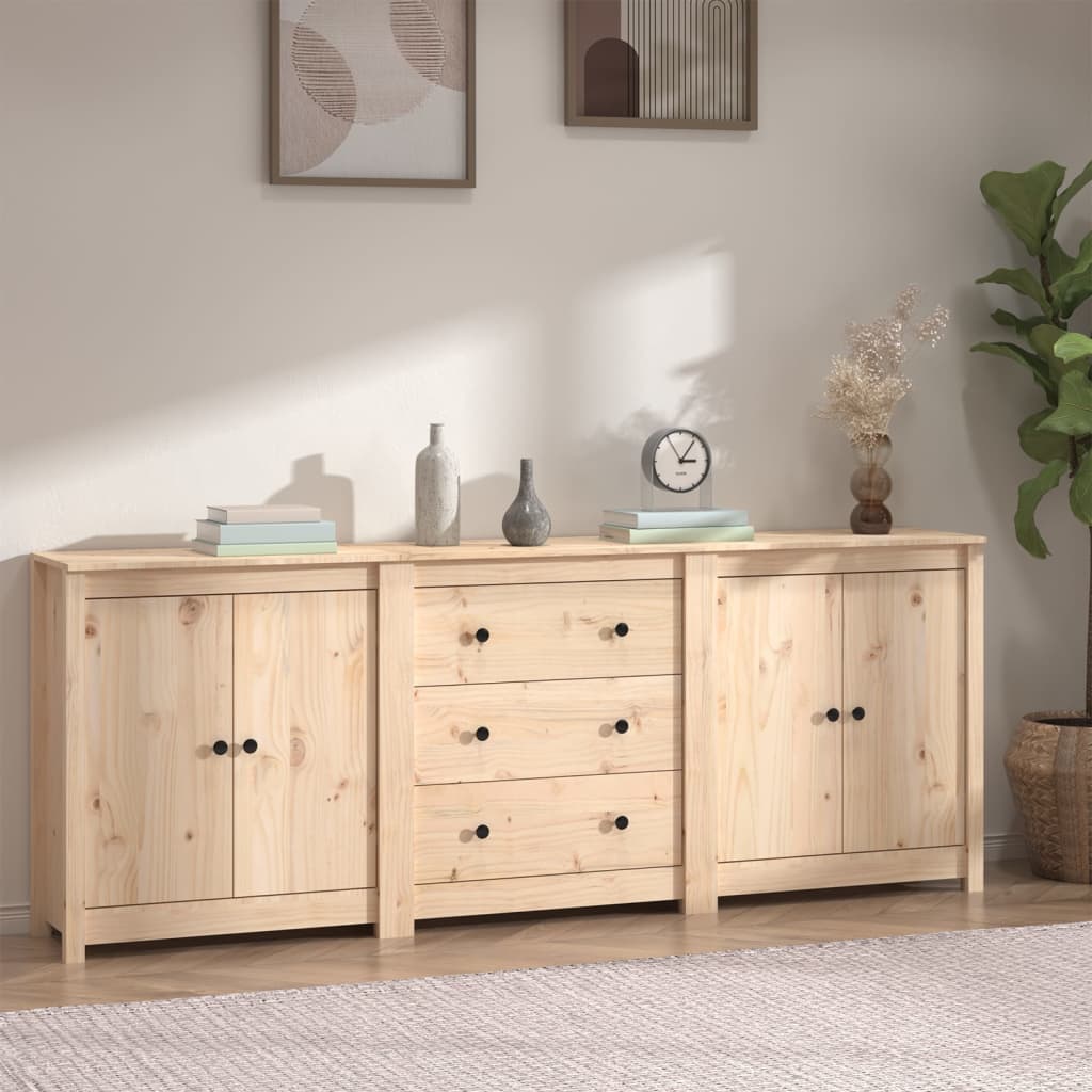 Aparador De Madera Maciza De Pino 210x35x80 Cm_0