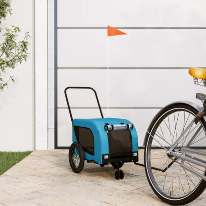 Vidaxl Remolque De Bicicleta Mascotas Hierro Tela Oxford Azul Negro_1