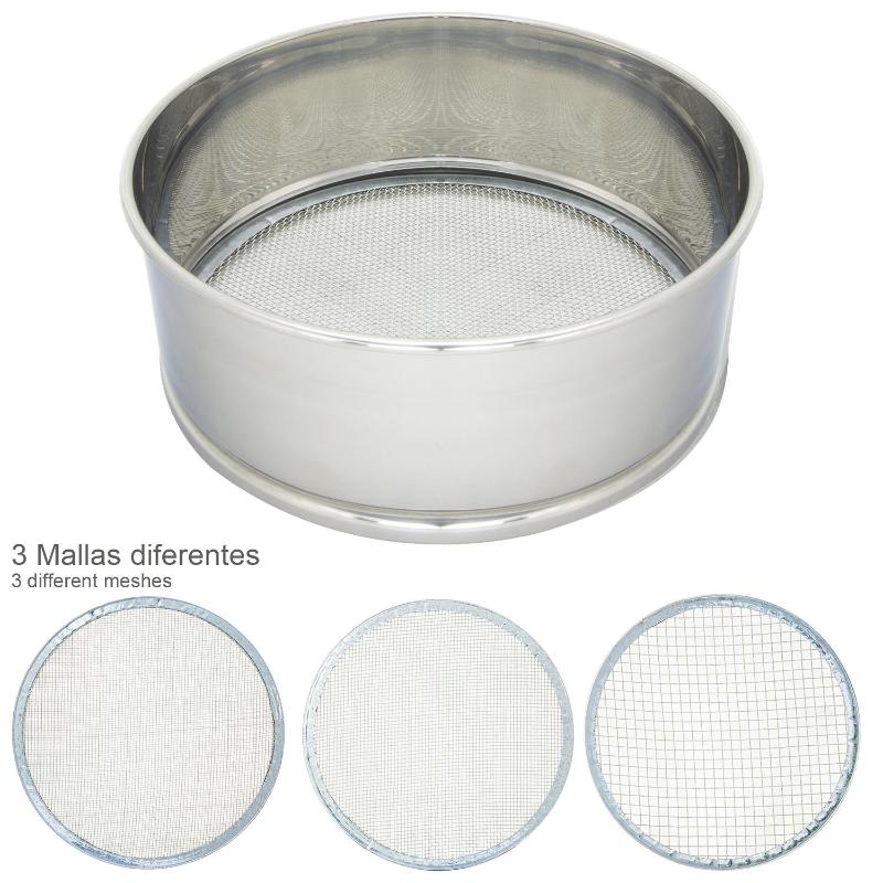 Harinero Tamizador Acero Inoxidable Ø 20 Cm. Con 3 Mallas Intercambiables_0