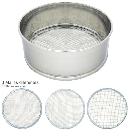 Harinero Tamizador Acero Inoxidable Ø 20 Cm. Con 3 Mallas Intercambiables_0