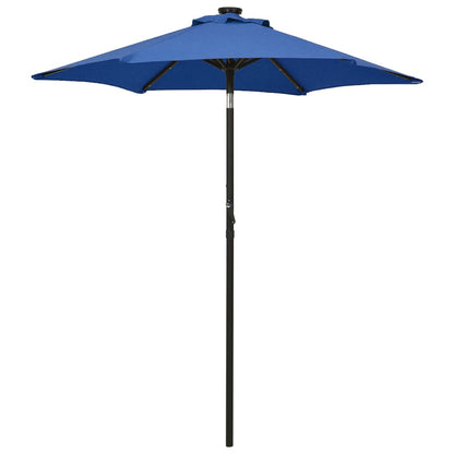 Vidaxl Sombrilla Jardín Con Luces Led Aluminio Azul Celeste 200x211 Cm_0