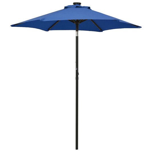 Vidaxl Sombrilla Jardín Con Luces Led Aluminio Azul Celeste 200x211 Cm_0