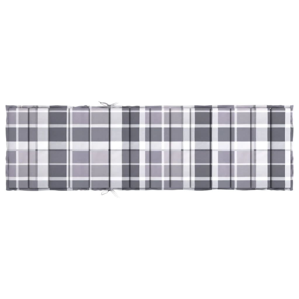 Vidaxl Cojín De Tumbona De Tela Oxford A Cuadros Gris 200x70x3 Cm_4