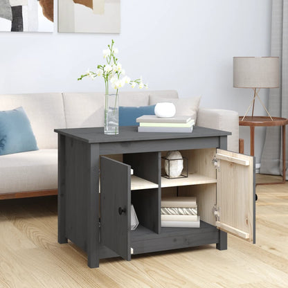 Mesa De Centro De Madera Maciza De Pino Gris 71x49x55 Cm_1