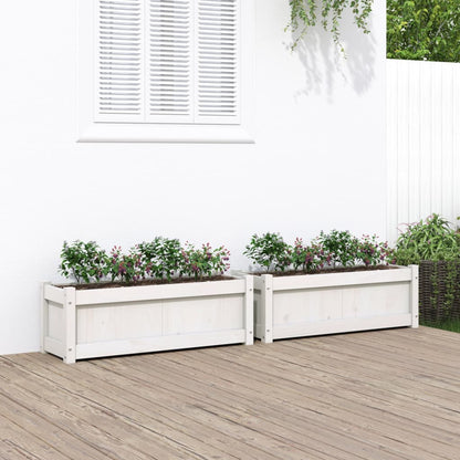 Jardineras De Exterior 2 Unidades Madera Maciza De Pino Blanco_1
