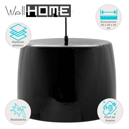 Lámpara Colgante De Techo Pantalla Redonda Negra Ø35x24cm