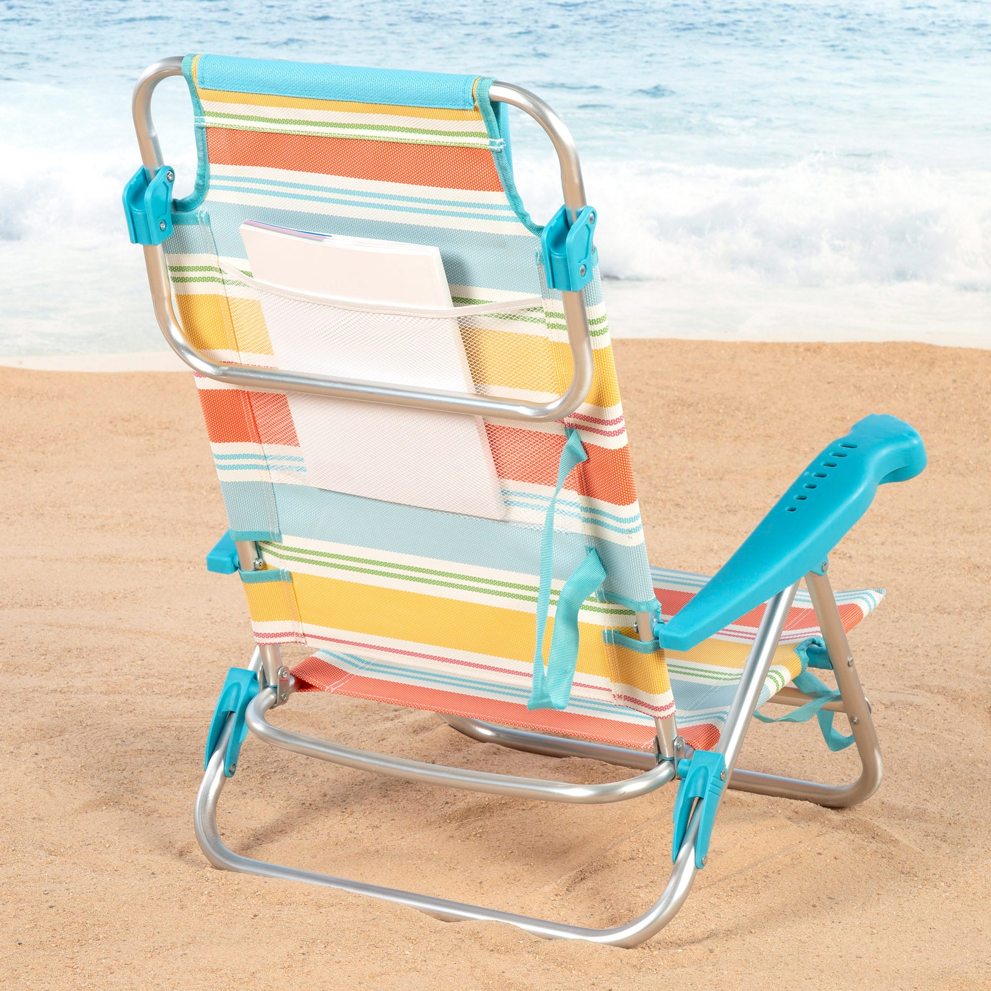 Aktive Silla Plegable De Playa Rayas Multicolor 7 Posiciones, Estructura De Aluminio Y Cojín_4