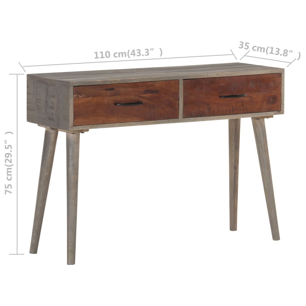 Mesa Consola De Madera Maciza De Mango Gris 110x35x75 Cm_4