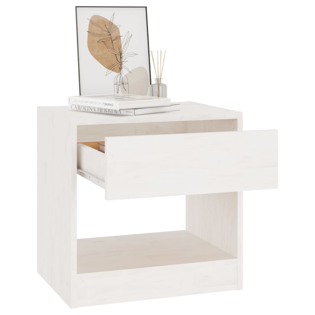 Mesitas De Noche 2 Uds Madera Maciza De Pino Blanca 40x31x40 Cm_2