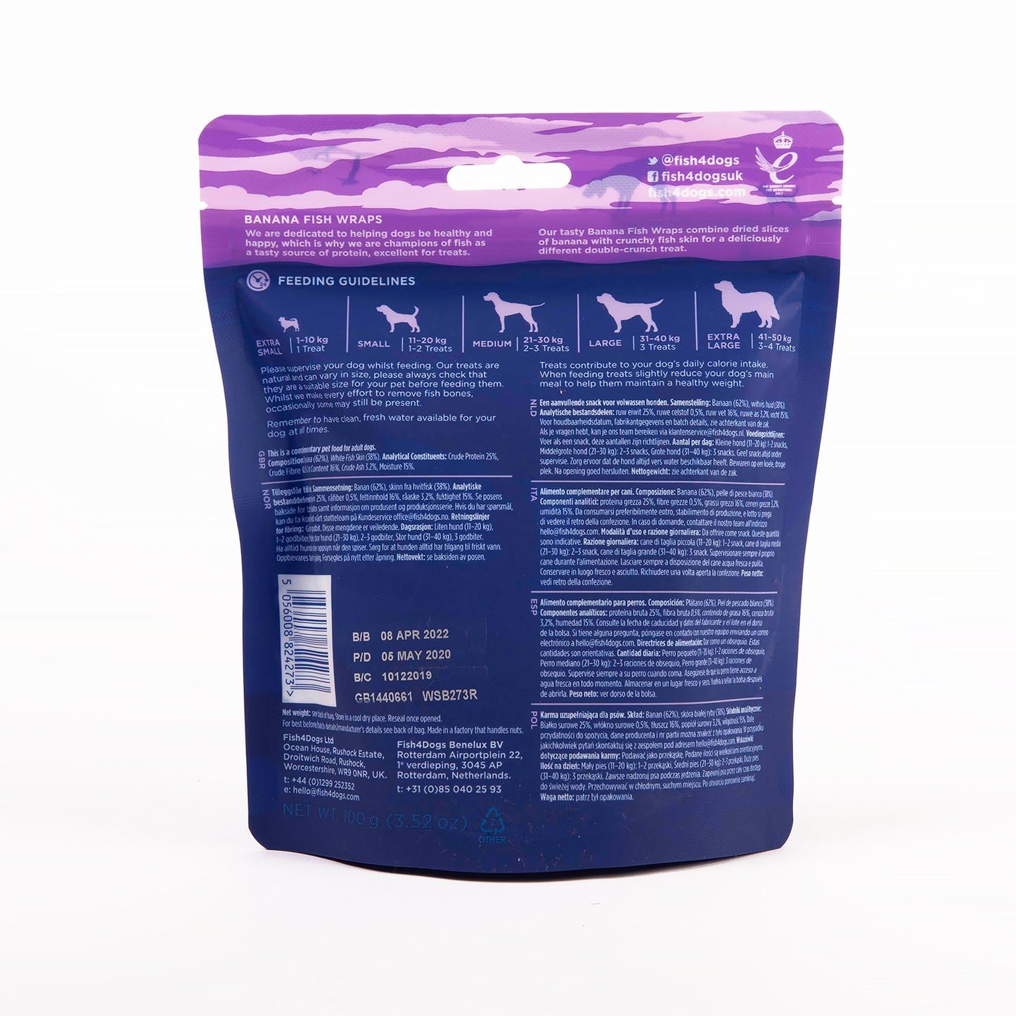 Fish4dogs Snack Natural Para Perros – Love Banana Con Pescado 100 G (pack De 10)