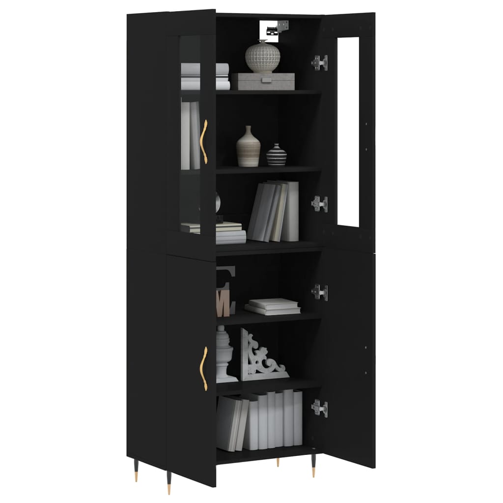 Aparador Alto Madera Contrachapada Negro 69,5x34x180 Cm_2