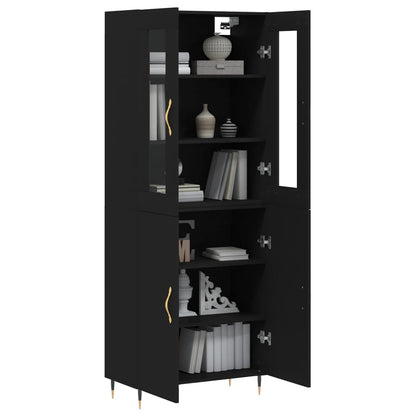Aparador Alto Madera Contrachapada Negro 69,5x34x180 Cm_2