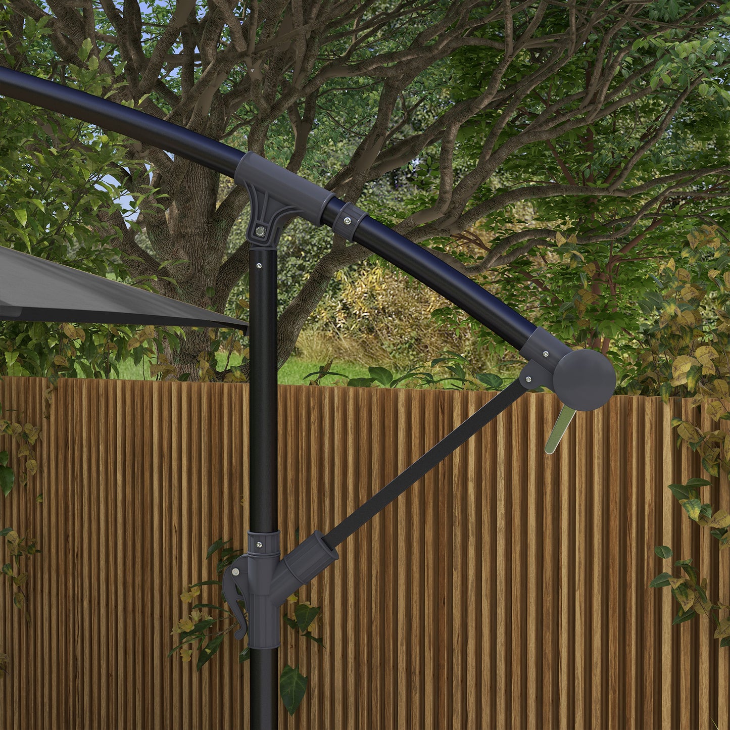 Outsunny Parasol Excéntrico 294x193 Cm Con Base Cruzada Impermeable Gris Oscuro_3