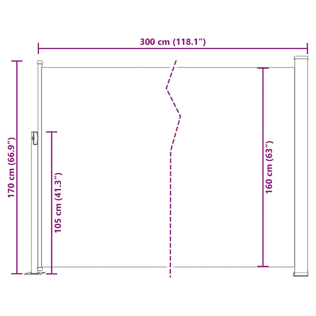 Vidaxl Toldo Lateral Retráctil De Jardín Color Crema 170x300 Cm_2