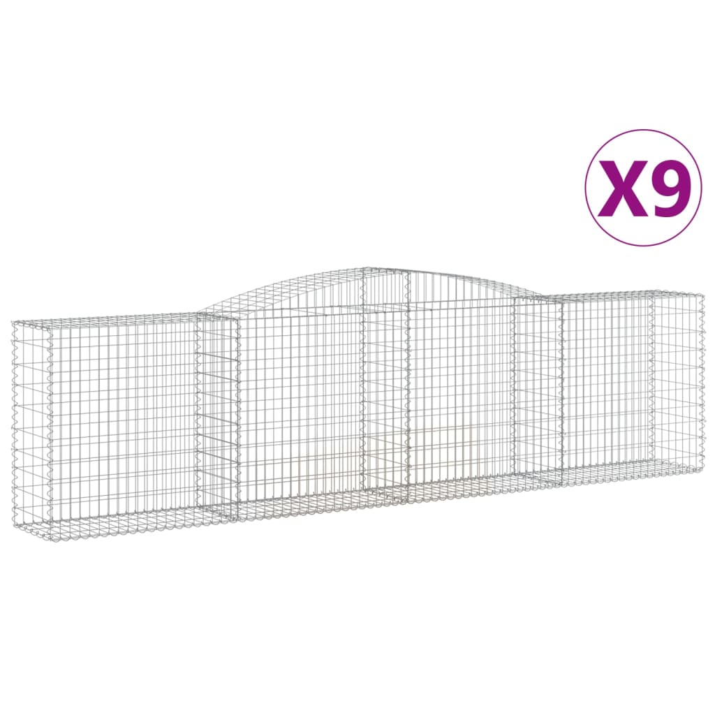 Cestas De Gaviones 9 Uds Forma De Arco Hierro 400x50x100/120 Cm_0