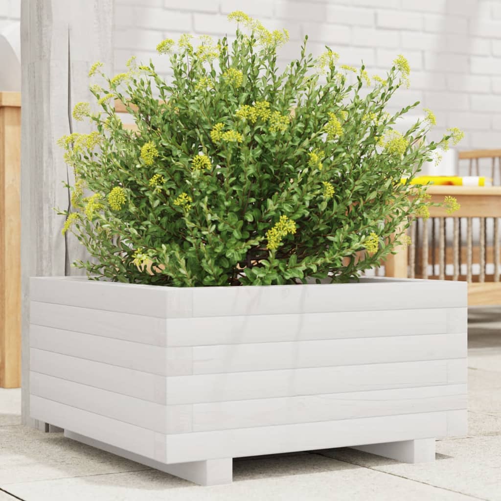 Jardinera De Madera Maciza De Pino Blanco 50x50x26,5 Cm_1
