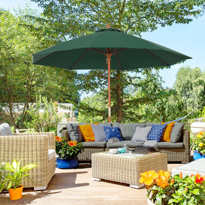 Outsunny Sombrilla De Madera Ajustable Ventilación Sistema Polea Ø257x253cm_1