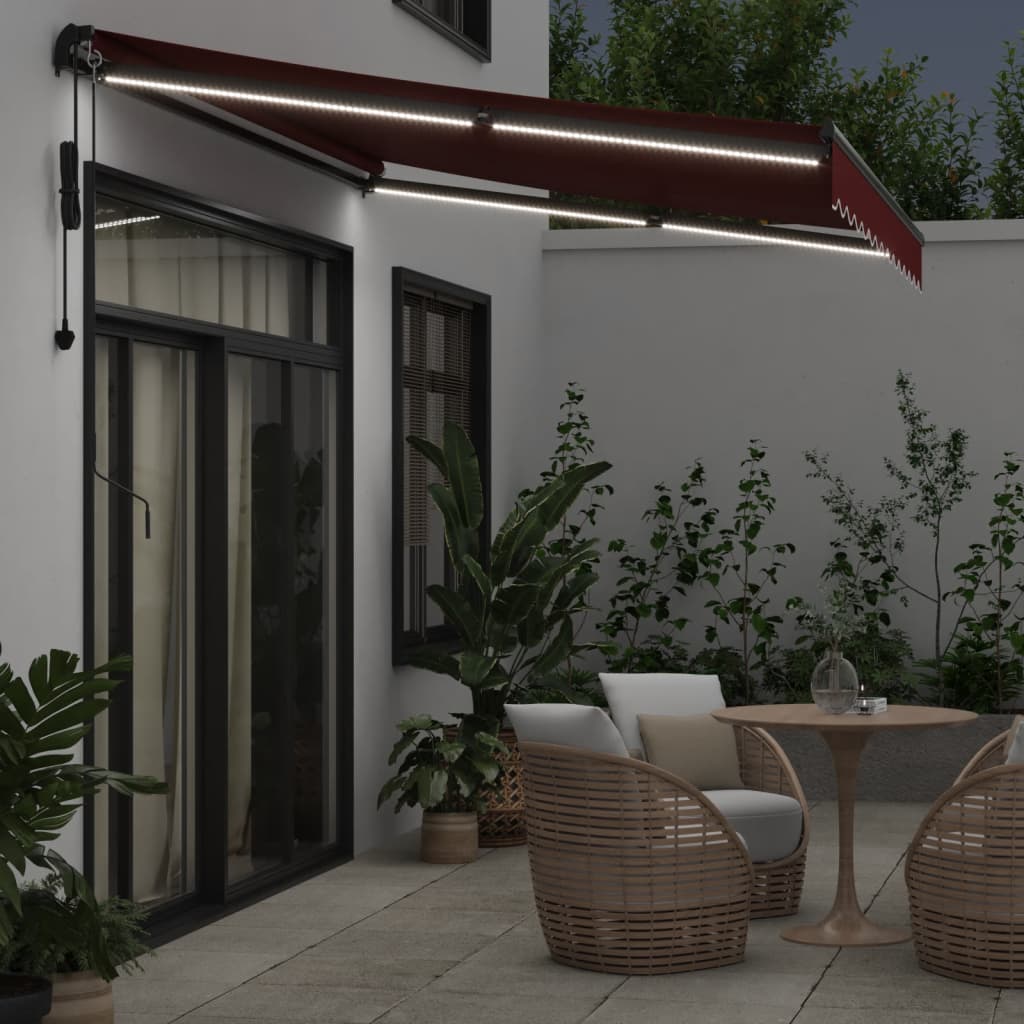 Toldo Retráctil Automático Con Leds Burdeos 350x250 Cm_2