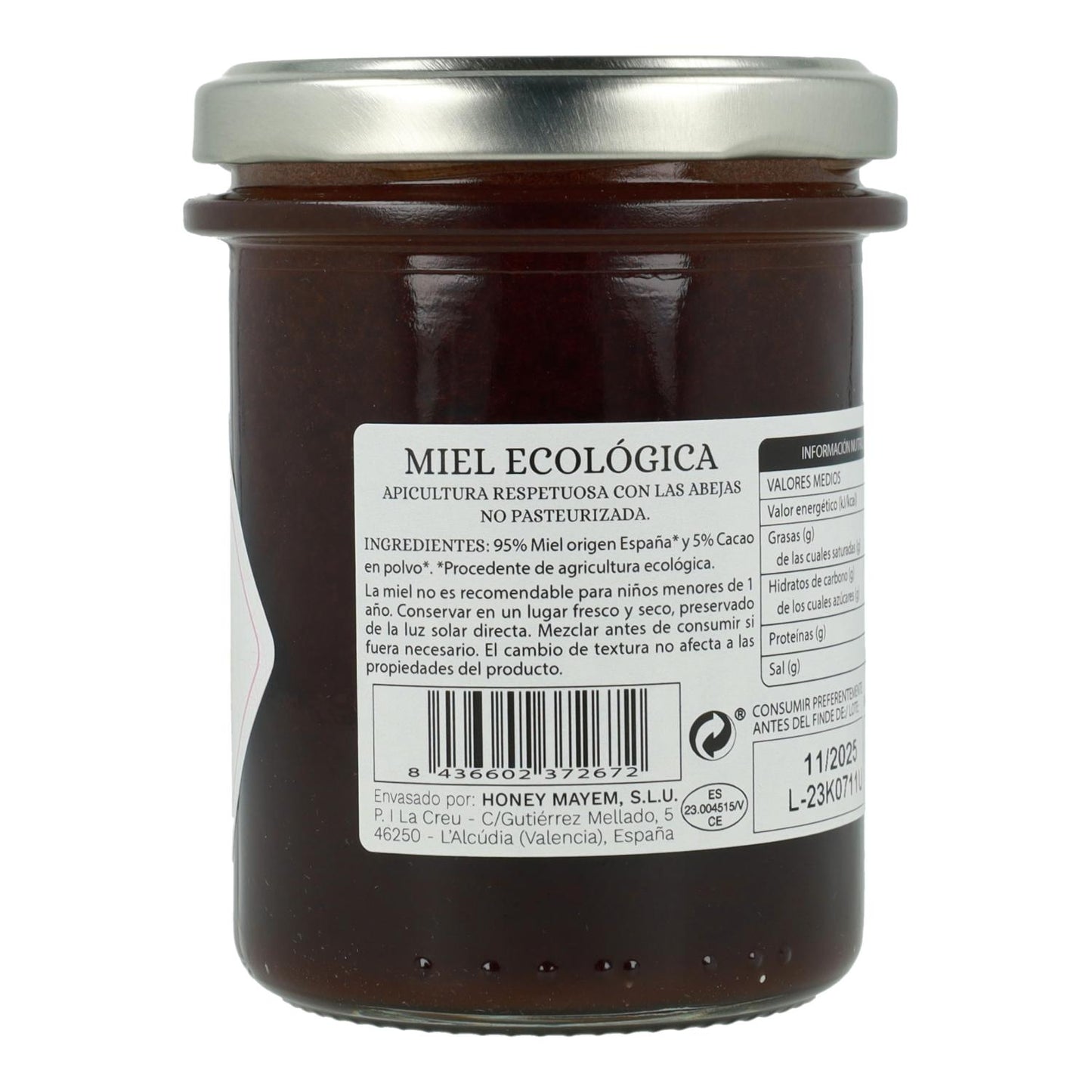 Miel con cacao bio Mayem 275 g