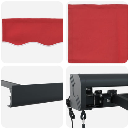 Toldo Retráctil Rojo 350 X 250 X 165 Cm Tela Y Metal_5