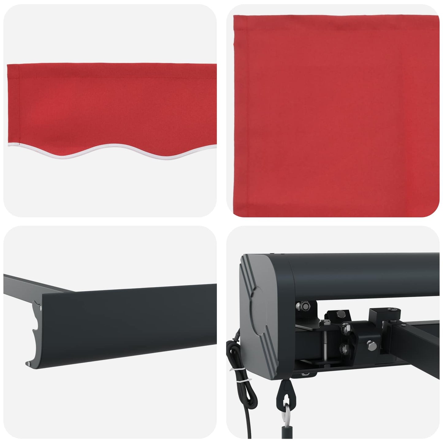 Toldo Retráctil Rojo 400 X 300 X 165 Cm Tela Y Metal_5