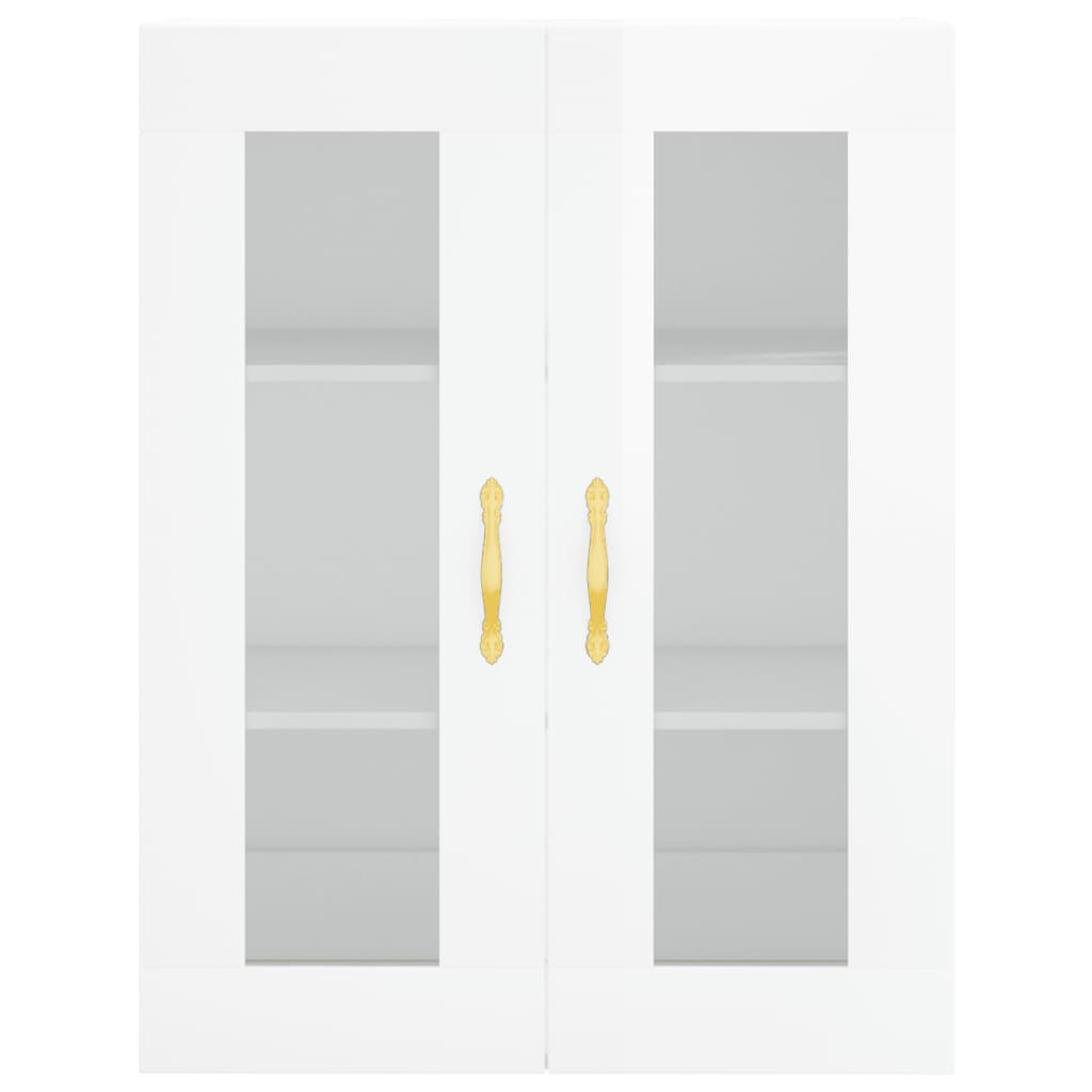 Aparador Alto Madera Contrachapada Blanco Brillo 69,5x34x180 Cm_4