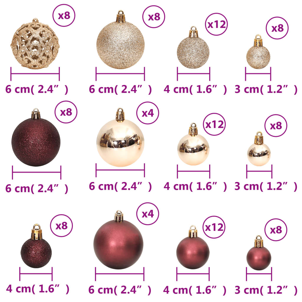 Vidaxl Bolas De Navidad 100 Uds Color Champán Y Marrón 3 / 4 / 6 Cm_2