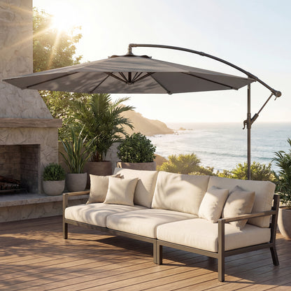 Outsunny Parasol Excéntrico Ø300 Cm Con Base Cruzada Toldo Ajustable Y Manivela_3