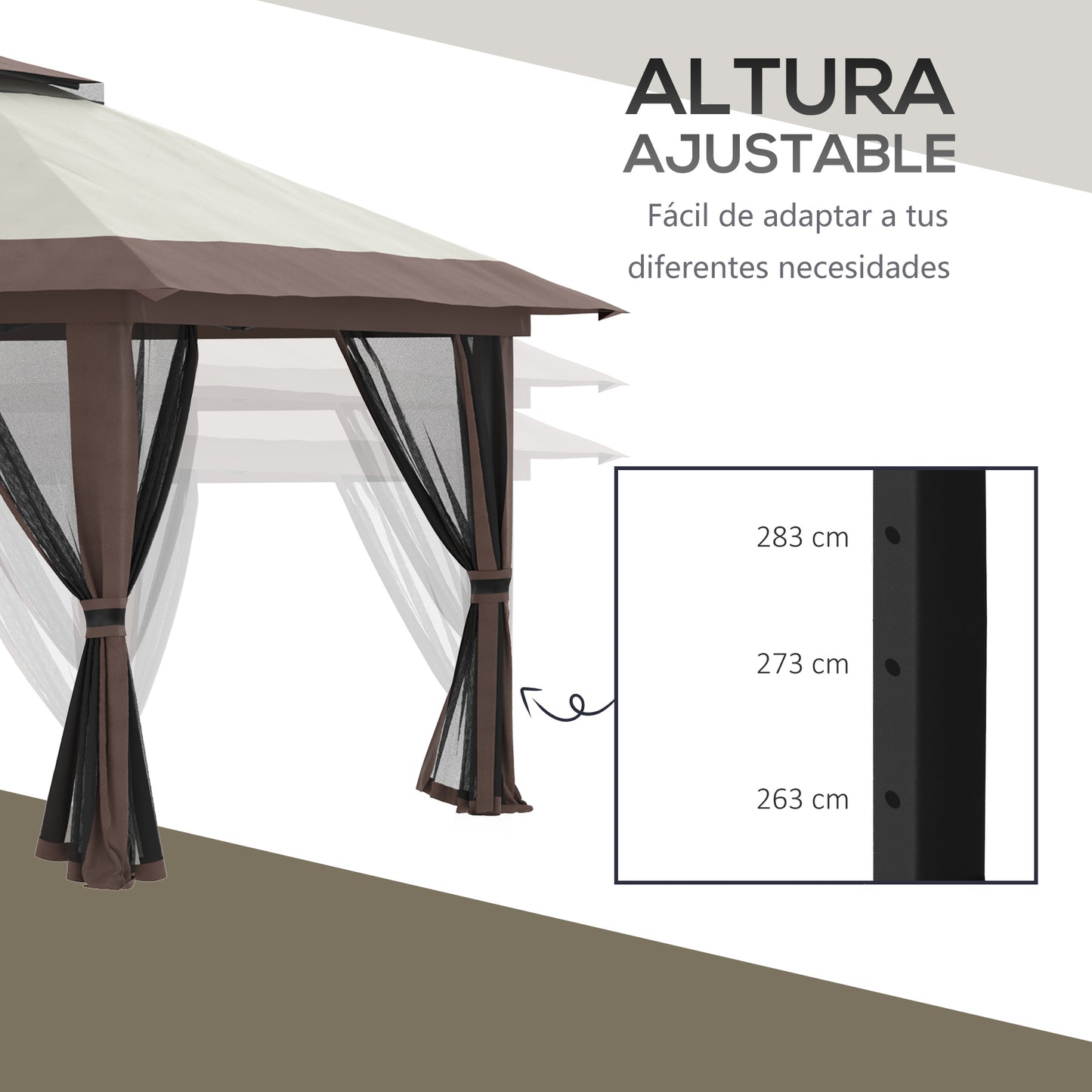 Outsunny Carpa Plegable Pop-up 4x4x2,8 M Altura Ajustable Protección Uv50+_5